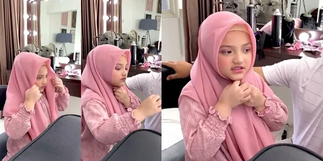 Bercita-cita Jadi Ustazah, Potret Arsy Hermansyah Pakai Hijab Segi Empat Sendiri Bikin Gemas