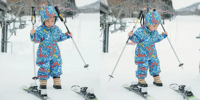 Bikin Gemas! Berikut 8 Potret Rayyanza 'Cipung' Main Ski Saat di Jepang