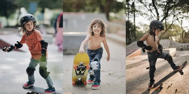 Deretan Foto Bjorka Anak Ringgo Aktif Banget Jago Main Skateboard