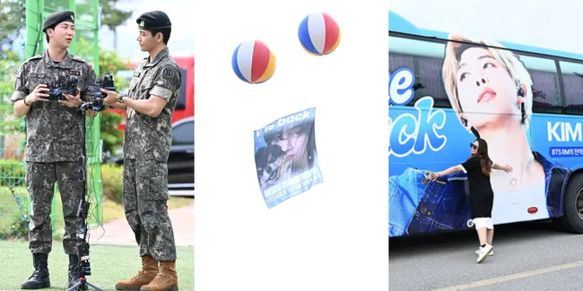 Diimbau Nggak Datang ke Lokasi, 8 Potret ARMY Sambut Meriah RM dan V BTS di Depan Markas Militer