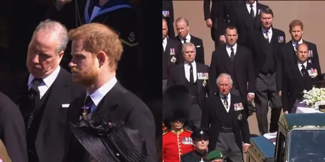 Ditengahi Peter Phillips, 8 Potret William-Harry yang Tak Jalan Berdampingan di Pemakaman Pangeran Philip