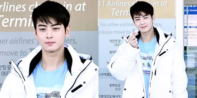 Fashion Airport Cha Eun Woo dengan Gaya Rambut Baru Menuju Jepang