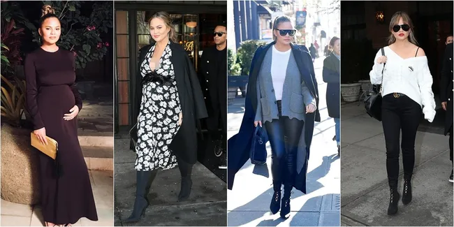 Fashion Hamil Chrissy Teigen, Tetap Cantik & Stylish Meski Buncit