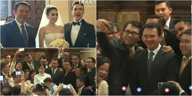 FOTO: Ahok Hadiri Pemberkatan Nikah Sandra Dewi, Banjir Selfie!