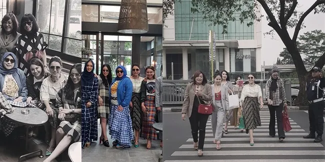 Foto Arisan Gank Kepompong, Mayangsari dkk Pose di Tengah Jalan