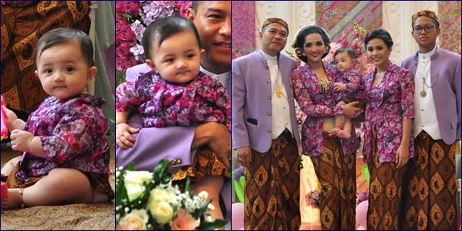 FOTO: Baby Arsy Pakai Kebaya Mini Saat Injak Tanah, Super Cute!