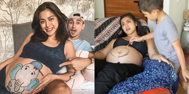 Foto Baby Bump Jessica Iskandar Dilukis Vincent Verhaag dan El Barack, Netizen: Hamil Kok Digituin?