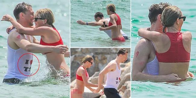 FOTO Berbikini Cantik, Taylor Swift Mesra Manja ke Tom Hiddleston