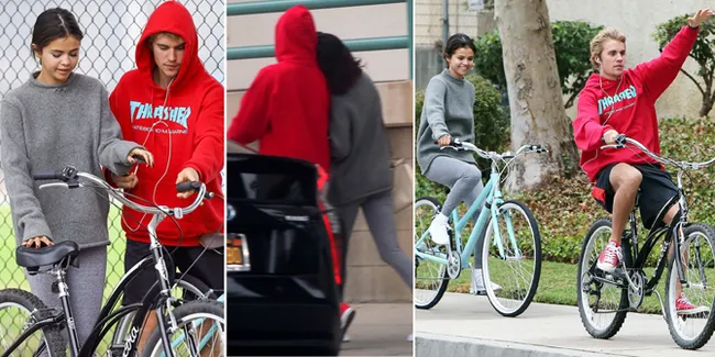 FOTO Bersepeda - Ngopi Bareng, Selena Gomez & Justin Bieber Mesra