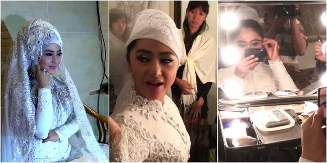 Foto Cantiknya Dewi Perssik Dalam Busana Pengantin Putih