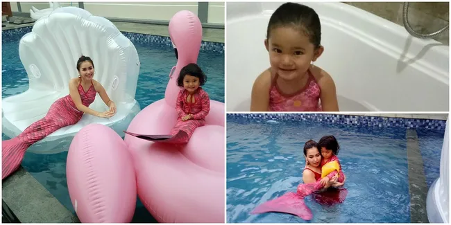 FOTO: Duo 'Putri Duyung', Ayu & Bilqis Renang Cantik di Villa