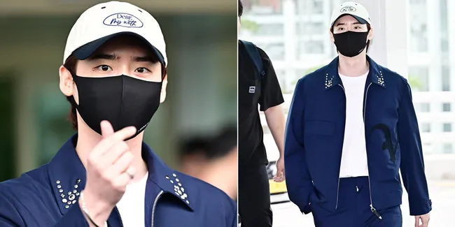 Foto-Foto Keberangkatan Lee Jong Suk dari Incheon ke Jakarta, Bandara Rasa Catwalk