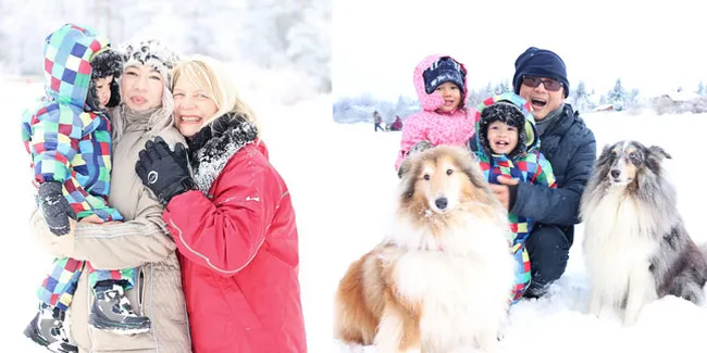FOTO: Jennifer Bachdim Ajak Anak Nikmati Tebalnya Salju di Jerman