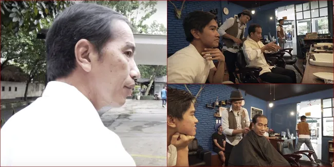 FOTO: Jokowi Potong Rambut, Pakai Pomade Hingga Minta Dimohawk