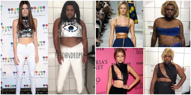 FOTO Konyol! Dengan Barang Seadanya, Pria Ini Tirukan Model Dunia