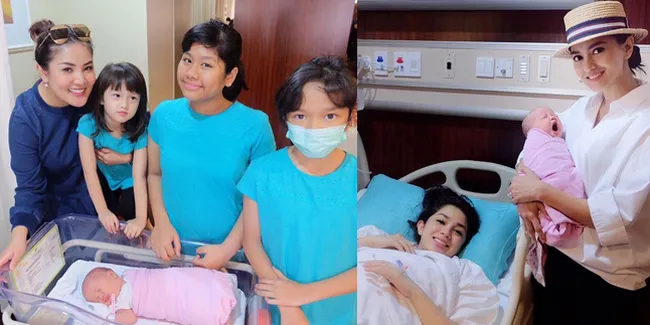 FOTO: Lahirkan Putri Keempat, Ussy Sulistiawaty Dijenguk Sahabat