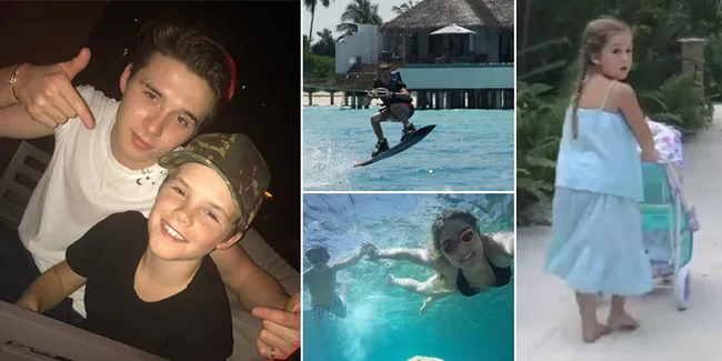 FOTO: Libur Panjang, Keluarga Beckham Nikmati Eksotisme Maldives