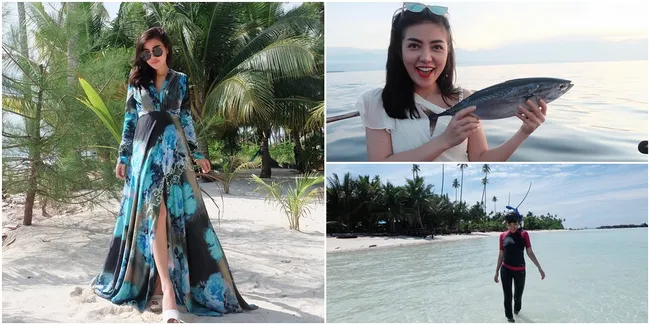 FOTO: Liburan Bella Shofie ke Maratua, Cantik Dengan Dress Pantai