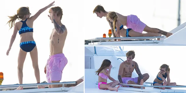 FOTO: Liburan di Pesiar Mewah, Justin Bieber Asyik 'Asuh' Adiknya