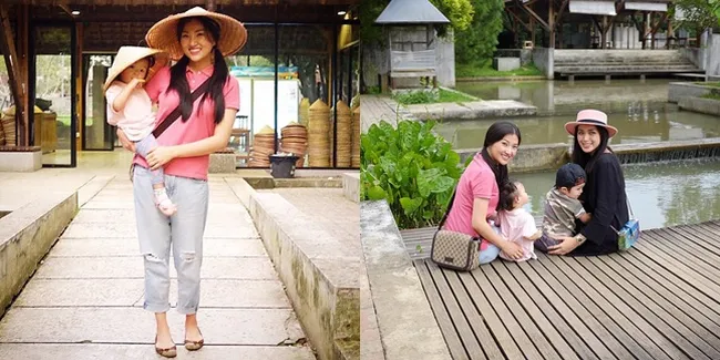 FOTO: Liburan Sarwendah & Thalia Bareng Jedar, Bagai Gadis Desa