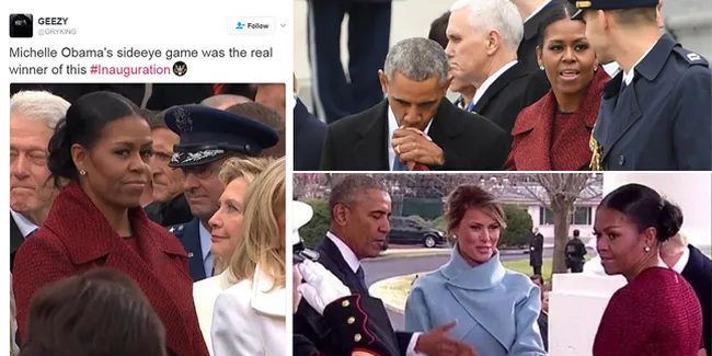 FOTO: Lirikan Tajam Michelle Obama di Pelantikan Trump Jadi Meme