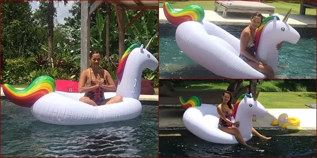 [FOTO] Naik Unicorn Pakai Bikini, Indah Kalalo Yoga Super Hot