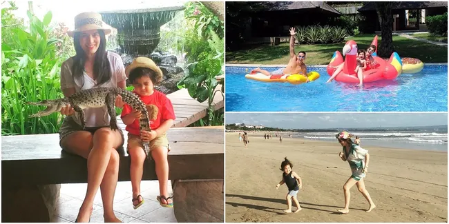 FOTO: Pegang Buaya-Main Air, Carissa Putri ke Bali Bareng Baby Q