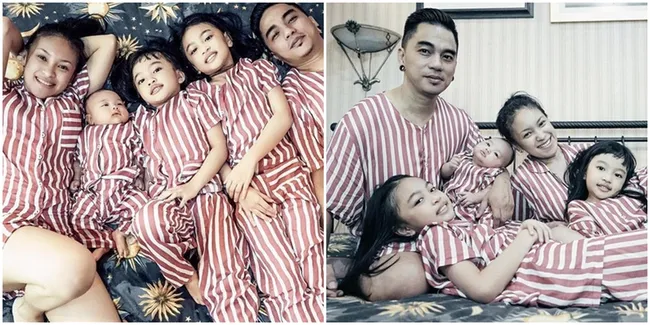 FOTO: Pemotretan Keluarga Enda Ungu, Pakai Piyama Kompak Hangat