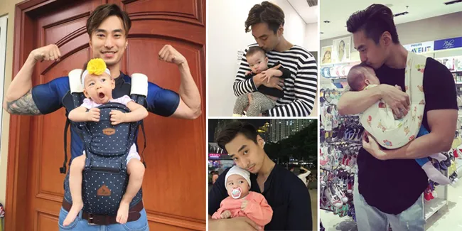 FOTO: Pesona Hot Daddy Jevier Justin Saat Asuh Anak, Ganteng!