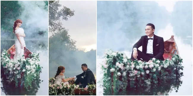 FOTO: Prewedding Gilang Dirga - Adiezty, Romantis Penuh Bunga