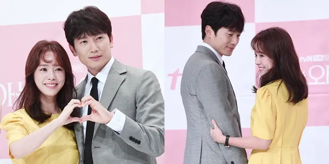 FOTO: Romantisnya Ji Sung - Han Ji Min di Prescon 'FAMILIAR WIFE'