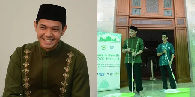 FOTO Sambut Ramadhan Dude Harlino Ikut Gerakan Bersih 1001 Masjid