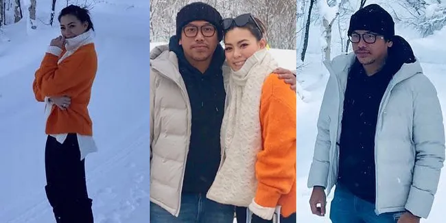 FOTO: Sammy Simorangkir & Viviane Nikmati Dingin Salju di Jepang