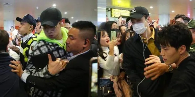 Foto Sehun dan Chanyeol EXO di Bandara Vietnam, Terdesak Fans Hingga Susah Jalan