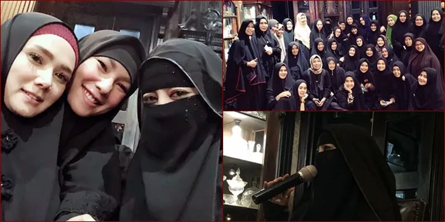 FOTO: Serba Hitam, Kalina & Mulan Jameela Hadiri Kajian Umi Pipik