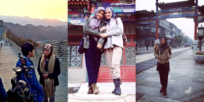 Foto Seru Revalina S Temat dan Laudya Cynthia Bella di Beijing