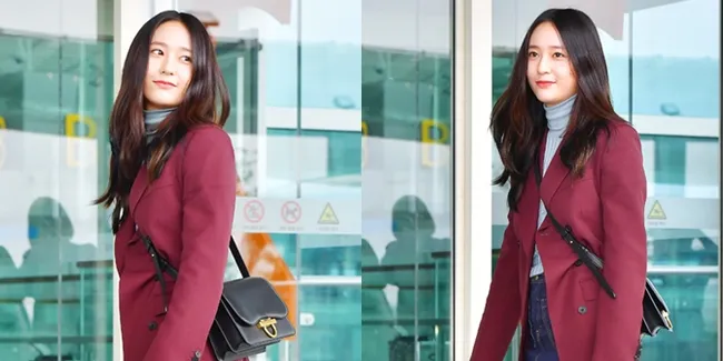 FOTO: Style Musim Gugur Krystal, Tetap Pakai Rok Mini ke Bandara