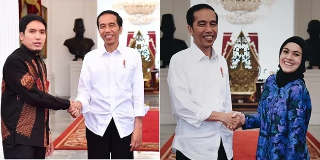 FOTO: Tegangnya Desta dan Nyta Gina Saat Berdiskusi Dengan Jokowi