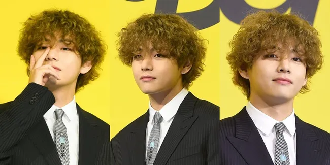 Foto Terlalu Cute V BTS di Preskon 'Butter', Tetap Ganteng dengan Rambut Kriwil