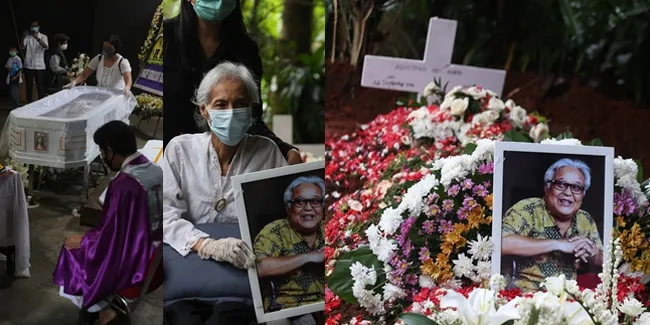 FOTO Upacara Tutup Peti dan Pemakaman Adi Kurdi 'Abah', Diantar Istri Sampai ke Liang Lahat