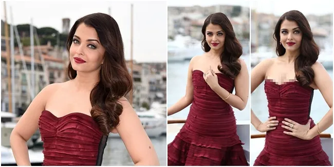 Galeri Membahana Aishwarya Rai, Merah Merona Bikin Lutut Lemas