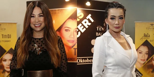 Gaya Cantik Titi DJ & Reza Artamevia di Preskon Konser Tahun Baru