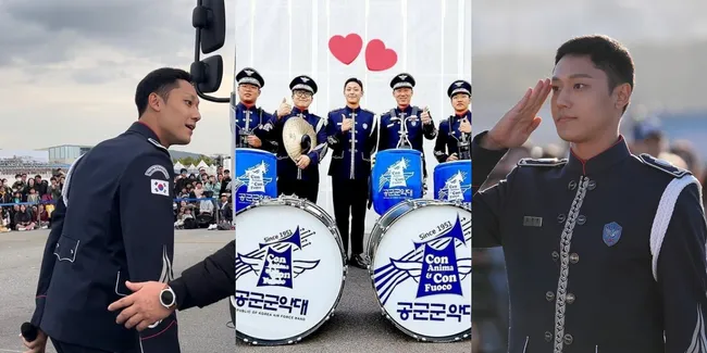 Gemes Banget Pacar Orang, 10 Potret Ganteng Lee Do Hyun Pakai Seragam Angkatan Udara - Nyanyi Bareng Band Militer di Seoul ADEX 2023