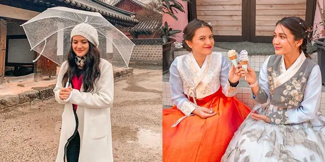 Jalan-Jalan di Korea, Cantiknya Marsha Aruan Sempat Pakai Hanbok