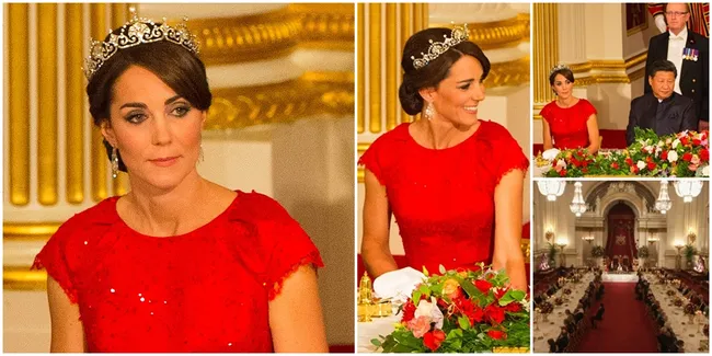 Kate Middleton Temani Presiden Tiongkok Dinner, Cantik Bermahkota