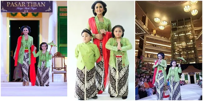 Kompak Pakai Kebaya Hijau, Krisdayanti dan Amora Tampil Anggun