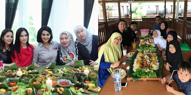 Lagi Ngetren, 8 Seleb Indonesia Ini Makan Beralaskan Daun Pisang