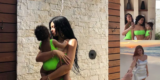 Liburan Jelang Ultah Stormi, Kylie Jenner Hot Kenakan Hijau Neon