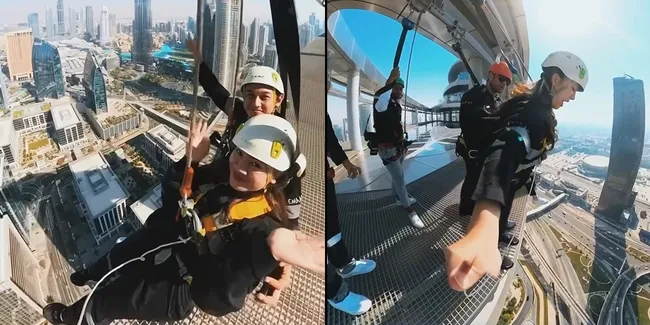 Dari Lutut Lemas Sampai Bermesraan, 10 Potret Seru Felicya Angelista - Caesar Hito Sky Edge Walk di Dubai