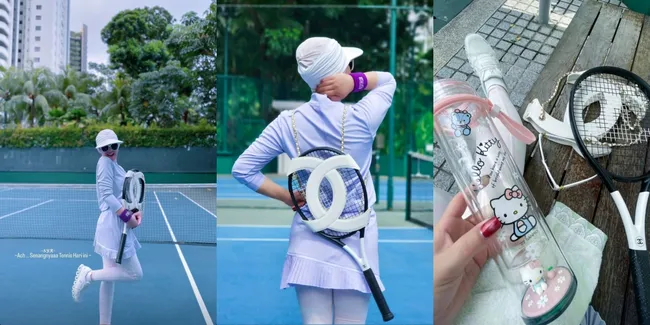 Olahraga Mewah Ala Sultan, 10 Potret Keseruan Syahrini Main Tenis - Incess Makin Semangat Latihan Pakai Raket Baru Seharga Ratusan Juta